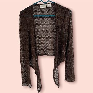 Worthington Women's Size XL Brown Open Front Lightweight See Through Cardigan.